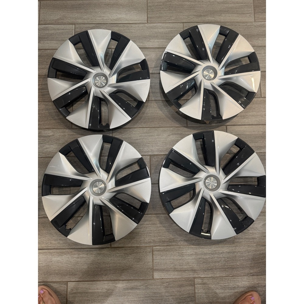 Tesla Model 3 18 Inch Aero Wheel Covers Hubcaps Set  4 Silver Gray 1044235-00-D